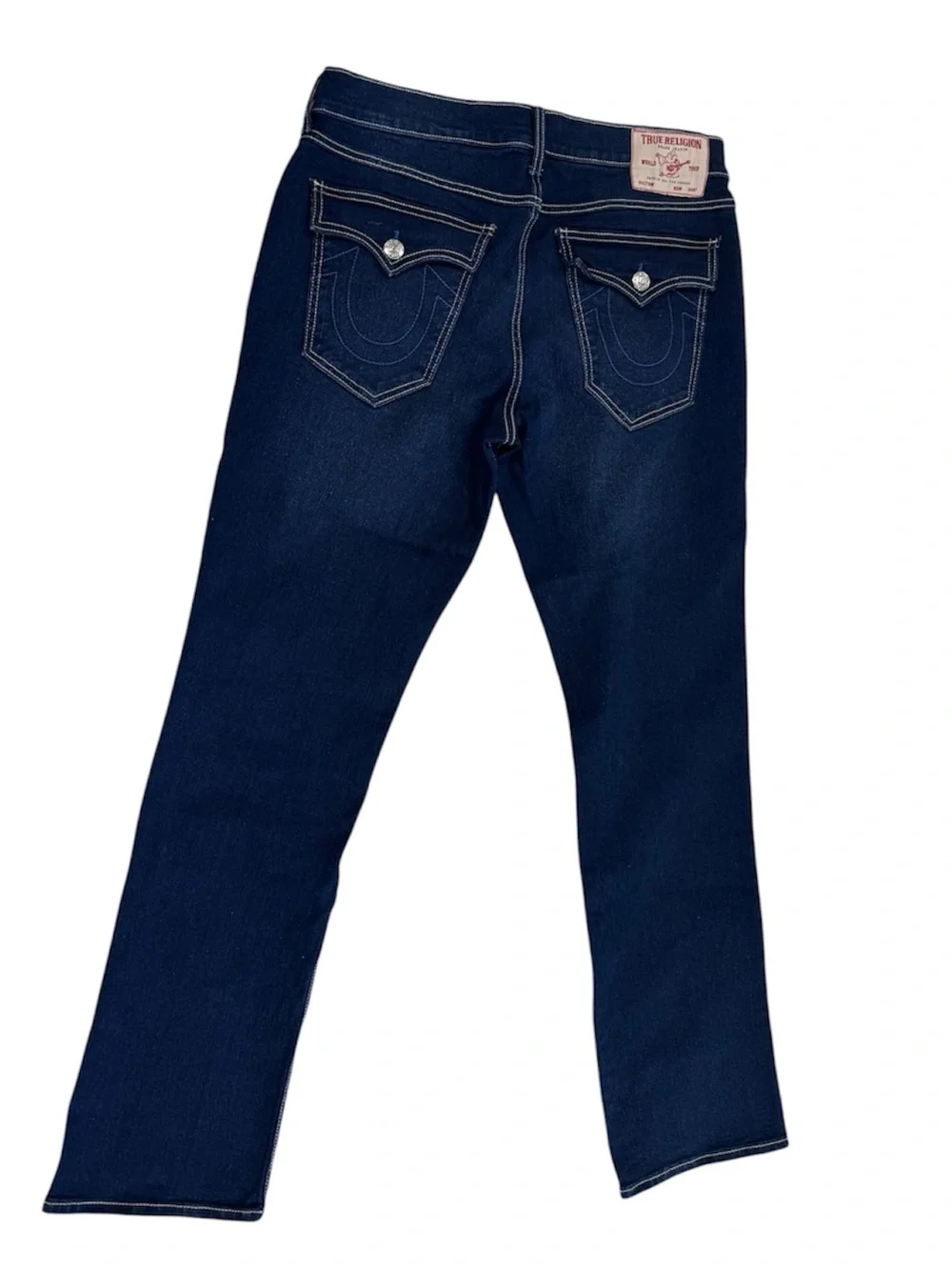 True Religion dark blue Ricky Relaxed Straight Flap Jeans